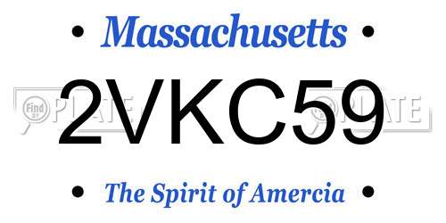 2VKC59 Massachusetts License Plate