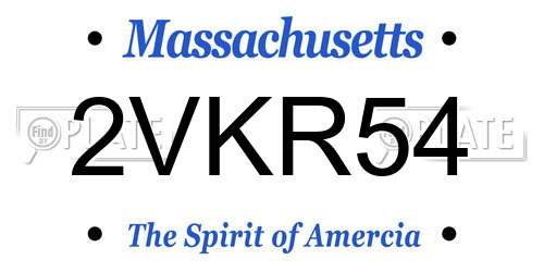2VKR54 Massachusetts License Plate