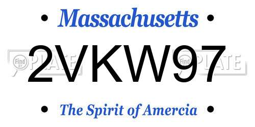 2VKW97 Massachusetts License Plate