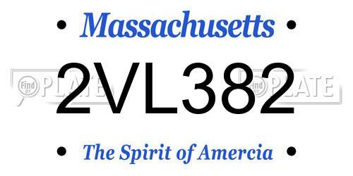 2VL382 Massachusetts License Plate