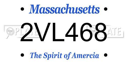 2VL468 Massachusetts License Plate