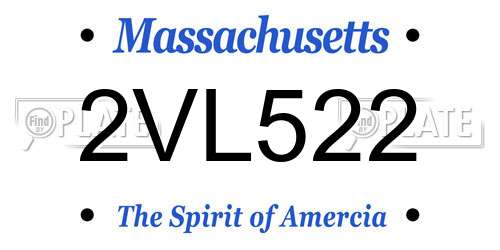 2VL522 Massachusetts License Plate