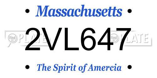 2VL647 Massachusetts License Plate