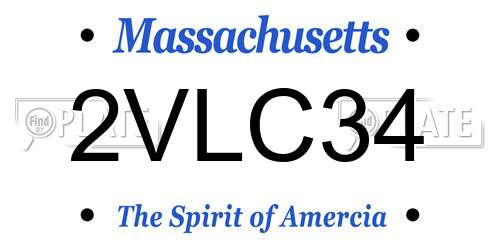 2VLC34 Massachusetts License Plate