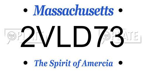 2VLD73 Massachusetts License Plate