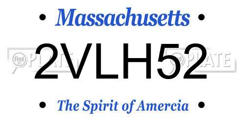 2VLH52 Massachusetts License Plate