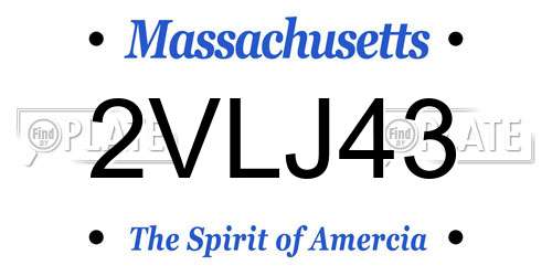 2VLJ43 Massachusetts License Plate