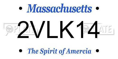 2VLK14 Massachusetts License Plate