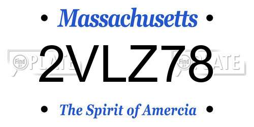 2VLZ78 Massachusetts License Plate