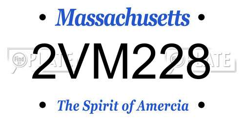 2VM228 Massachusetts License Plate