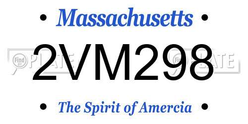 2VM298 Massachusetts License Plate