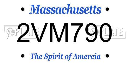 2VM790 Massachusetts License Plate