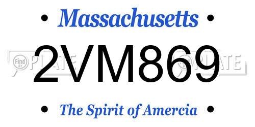 2VM869 Massachusetts License Plate