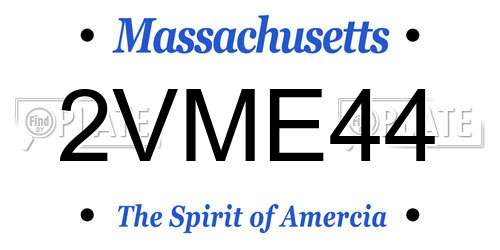 2VME44 Massachusetts License Plate