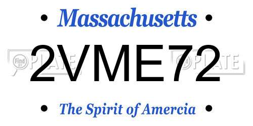 2VME72 Massachusetts License Plate