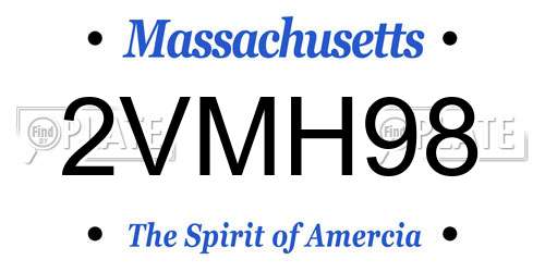 2VMH98 Massachusetts License Plate