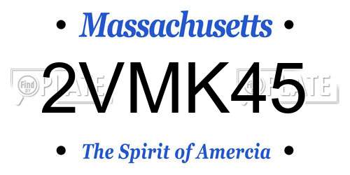 2VMK45 Massachusetts License Plate