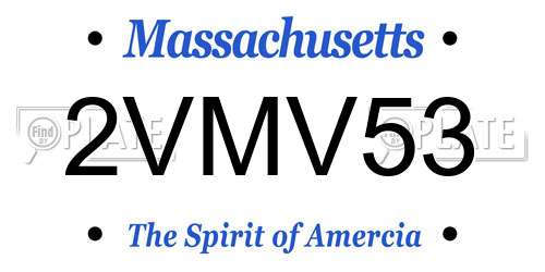 2VMV53 Massachusetts License Plate