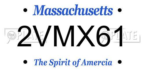 2VMX61 Massachusetts License Plate