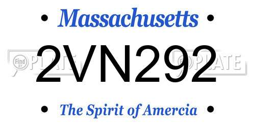 2VN292 Massachusetts License Plate