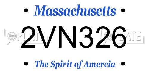 2VN326 Massachusetts License Plate