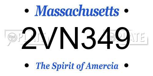 2VN349 Massachusetts License Plate