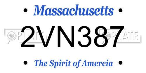 2VN387 Massachusetts License Plate