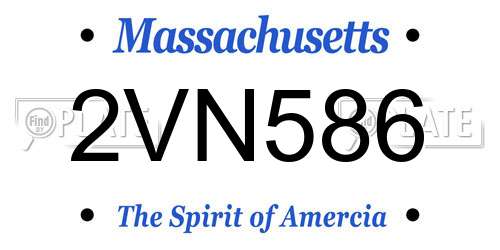 2VN586 Massachusetts License Plate