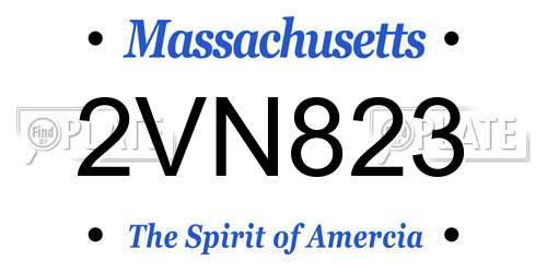 2VN823 Massachusetts License Plate