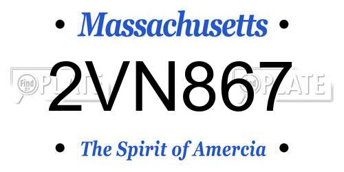 2VN867 Massachusetts License Plate