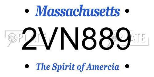 2VN889 Massachusetts License Plate