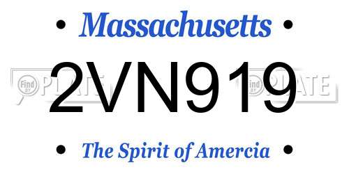 2VN919 Massachusetts License Plate