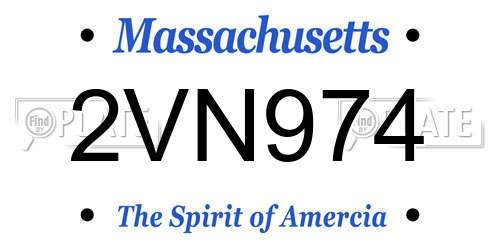 2VN974 Massachusetts License Plate