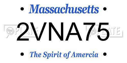2VNA75 Massachusetts License Plate