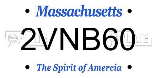 2VNB60 Massachusetts License Plate