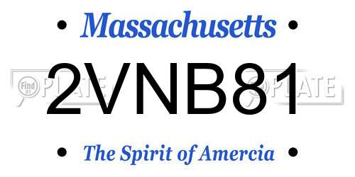 2VNB81 Massachusetts License Plate