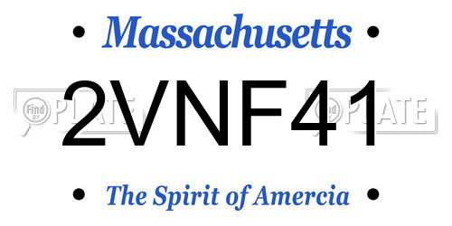 2VNF41 Massachusetts License Plate
