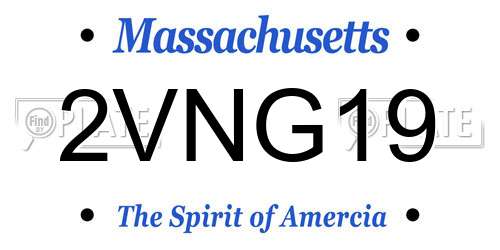 2VNG19 Massachusetts License Plate