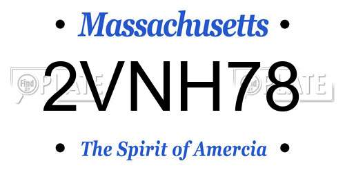 2VNH78 Massachusetts License Plate