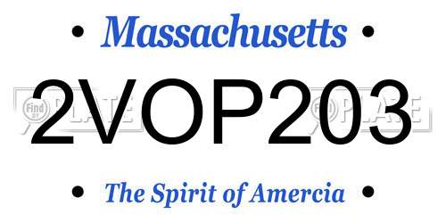 2VOP203 Massachusetts License Plate