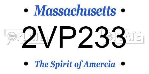 2VP233 Massachusetts License Plate