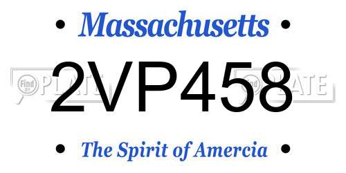 2VP458 Massachusetts License Plate