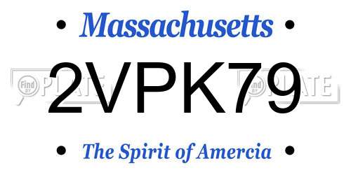 2VPK79 Massachusetts License Plate