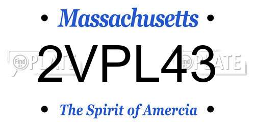 2VPL43 Massachusetts License Plate
