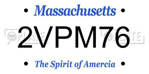 2VPM76 Massachusetts License Plate