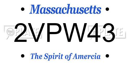 2VPW43 Massachusetts License Plate