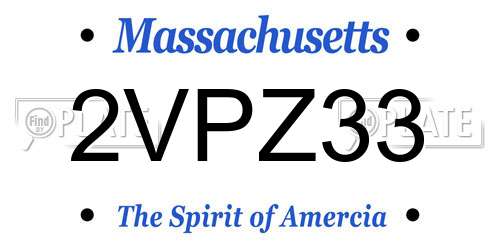 2VPZ33 Massachusetts License Plate