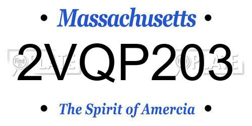 2VQP203 Massachusetts License Plate