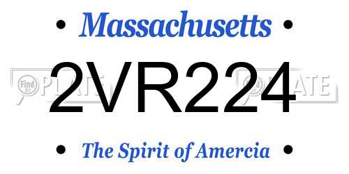2VR224 Massachusetts License Plate