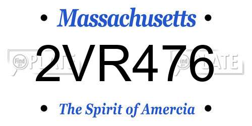 2VR476 Massachusetts License Plate